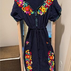 Mexican Floral Embroidered Jumpsuit